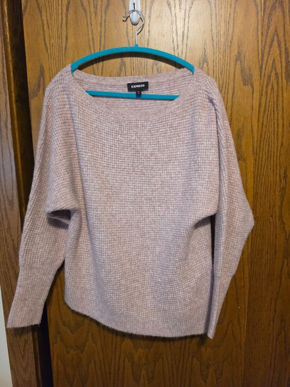Express Waffle Knit Boatneck Oversized Sweater Medium